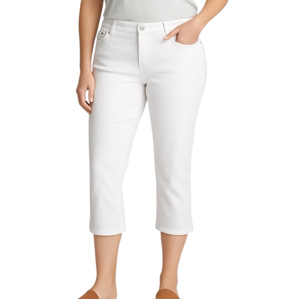 Style & Co White Capri Pants Size 14 Curvy Fit | Stretch Cotton Summer Staple